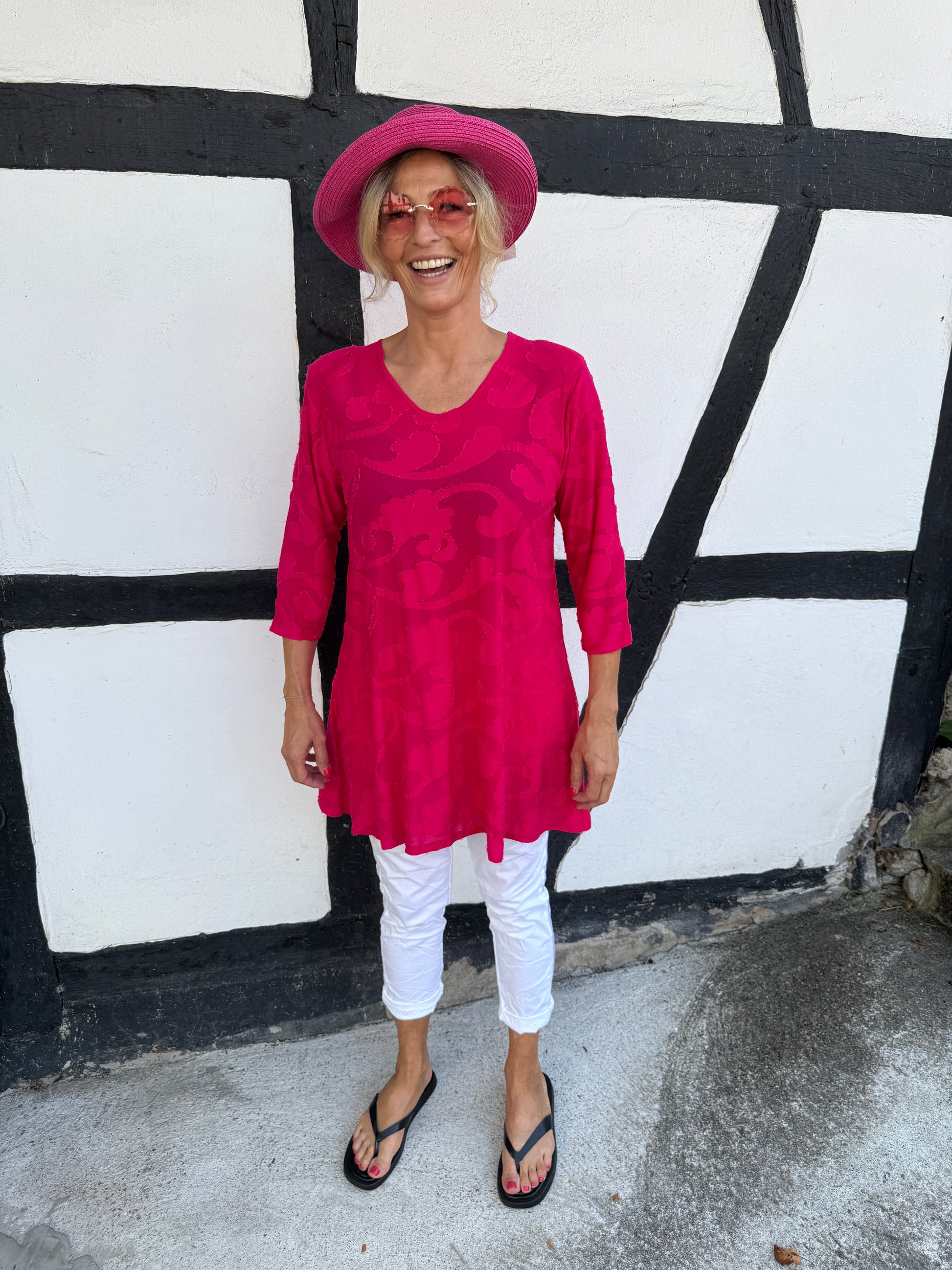 Tunika pink, in sich gemustert