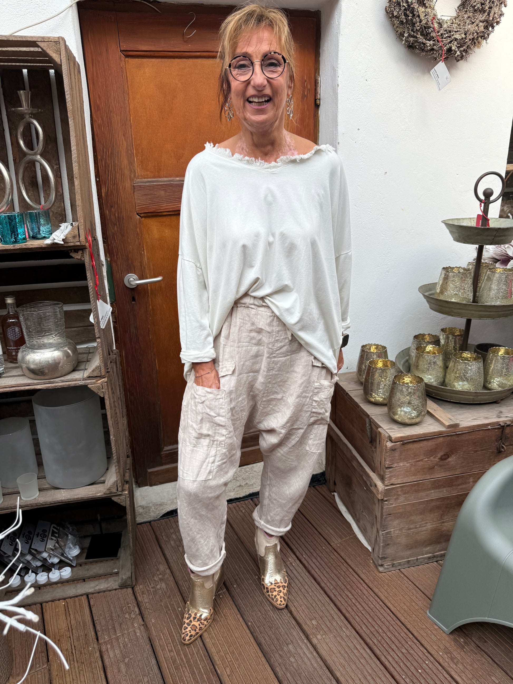 Leinenhose beige