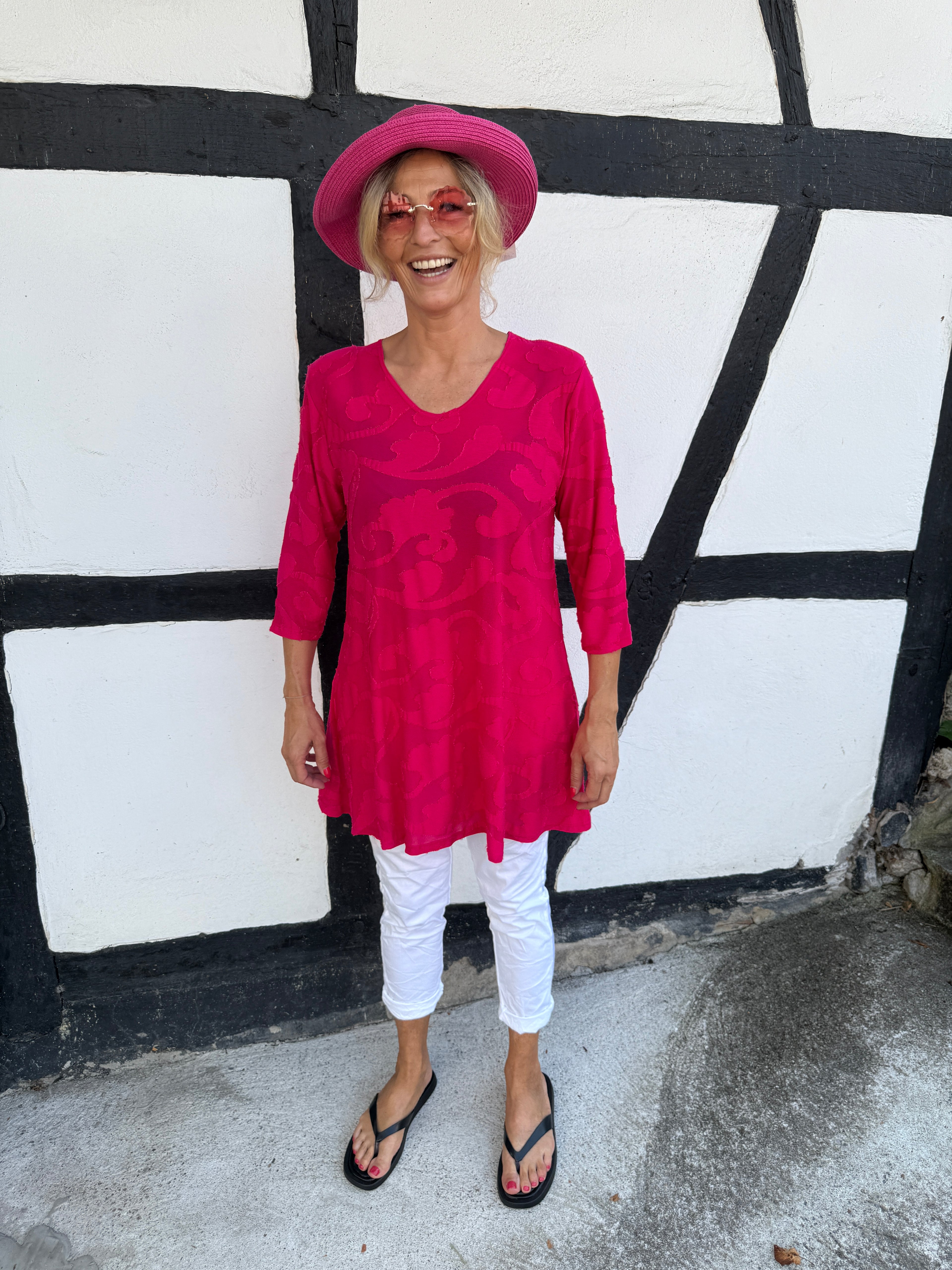 Tunika pink, in sich gemustert