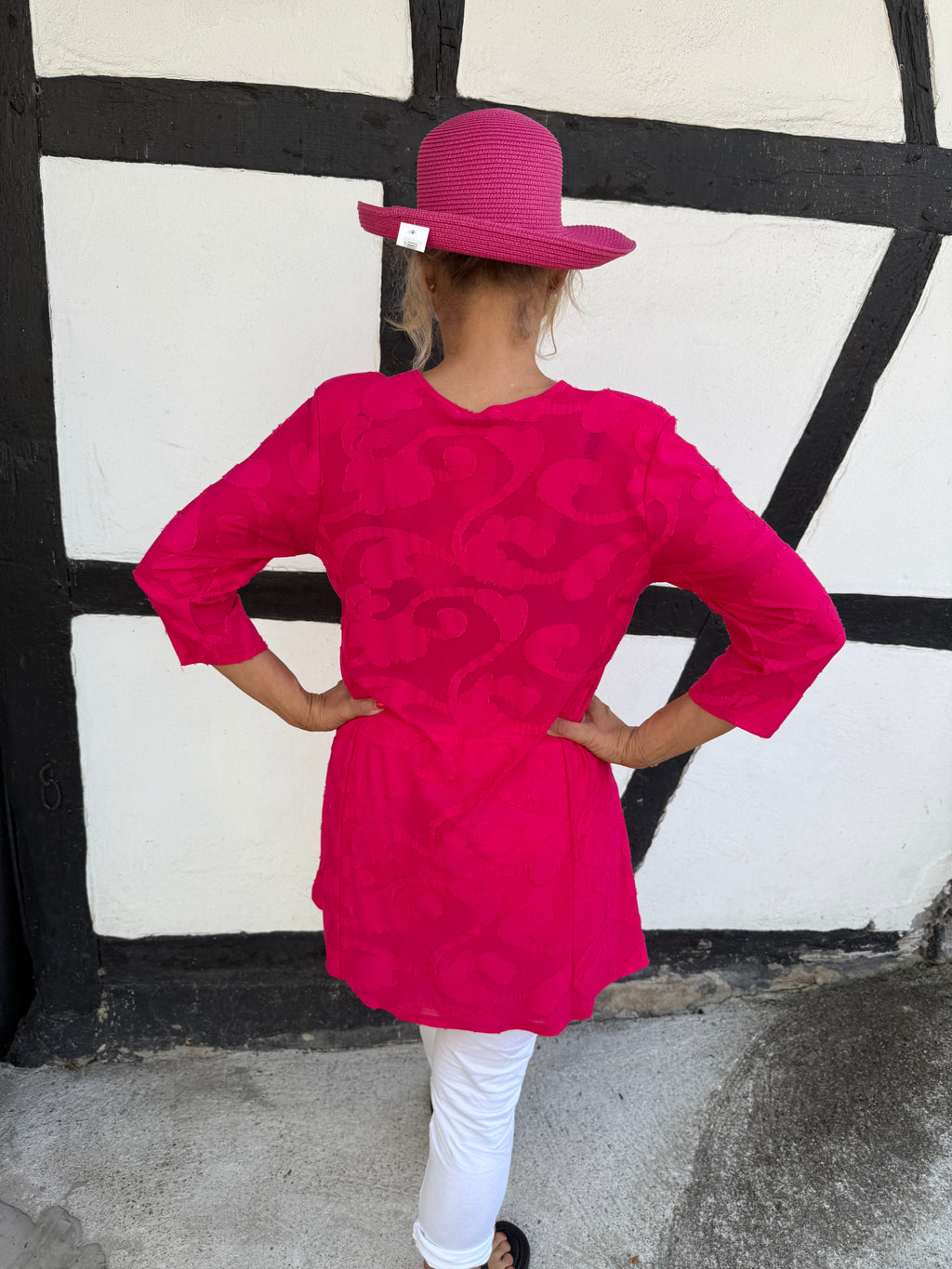 Tunika pink, in sich gemustert